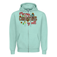 Seafoam merry christmas y'all Zipper Hoodie - JahusDesignShop