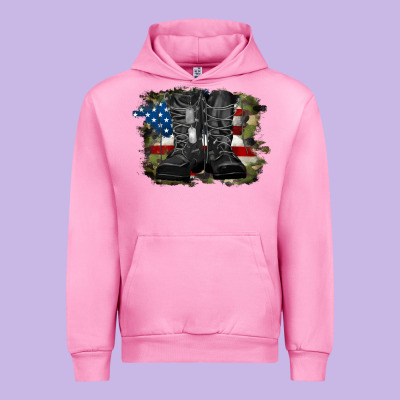 American Flag With Army Boots Urban Hoodie Designed By Ranaportraitstore