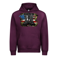 Mauve Wine american flag with army boots Urban Hoodie - RanaPortraitStore
