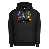 Pigment Black american flag with army boots Urban Hoodie - RanaPortraitStore