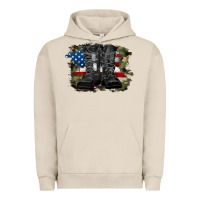 Pigment French Oak american flag with army boots Urban Hoodie - RanaPortraitStore