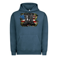 Pigment Midnight Navy american flag with army boots Urban Hoodie - RanaPortraitStore