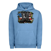 Pigment Pebble Blue american flag with army boots Urban Hoodie - RanaPortraitStore