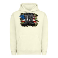 Pigment Pistachio american flag with army boots Urban Hoodie - RanaPortraitStore