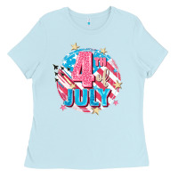 Baby Blue 4th of July Ladies Tee - FaDigitalArtStudio