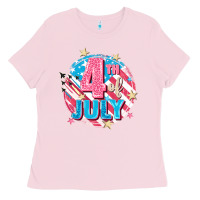 Bubblegum Pink 4th of July Ladies Tee - FaDigitalArtStudio