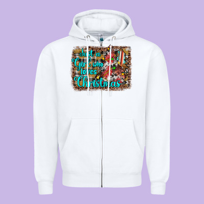 Just A Girl Who Loves Christmas Zipper Hoodie Designed By Jahusdesignshop