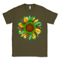Army Green st patricks sunflower with leopard  shamrock and glitter Classic Tee - Artiststas