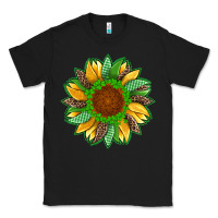 Black st patricks sunflower with leopard  shamrock and glitter Classic Tee - Artiststas