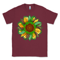 Burgundy st patricks sunflower with leopard  shamrock and glitter Classic Tee - Artiststas