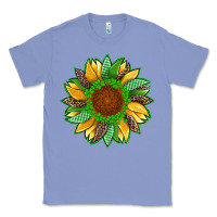 Colony Blue st patricks sunflower with leopard  shamrock and glitter Classic Tee - Artiststas