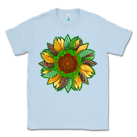 Dusty Blue st patricks sunflower with leopard  shamrock and glitter Classic Tee - Artiststas