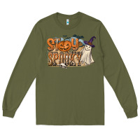 Army Green Stay Spooky Long Sleeve Tee - CowhideDigitalArt
