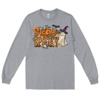Heather Grey Stay Spooky Long Sleeve Tee - CowhideDigitalArt