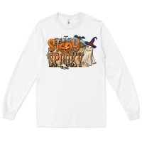 White Stay Spooky Long Sleeve Tee - CowhideDigitalArt