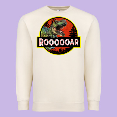 T Rex Roaring Premium Sweatshirt Designed By Ranaportraitstore