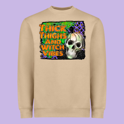 Thick Thighs And Witch Vibes Heavyweight Sweatshirt Designed By Jahusdesignshop