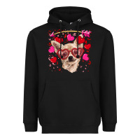 Black valentine's day  chihuahua Heavyweight Hoodie - RanaPortraitStore