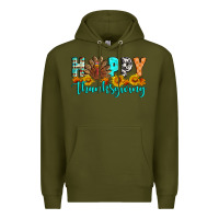Army Green Happy Thanksgiving Premium Hoodie - Artiststas