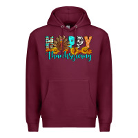 Burgundy Happy Thanksgiving Premium Hoodie - Artiststas