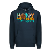 Navy Happy Thanksgiving Premium Hoodie - Artiststas