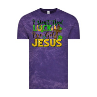 Cloud Purple i don't need luck i've got jesus Vintage Tee - FaDigitalArtStudio