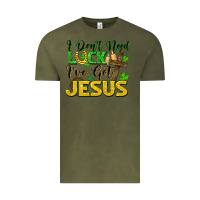 Vintage Olive i don't need luck i've got jesus Vintage Tee - FaDigitalArtStudio