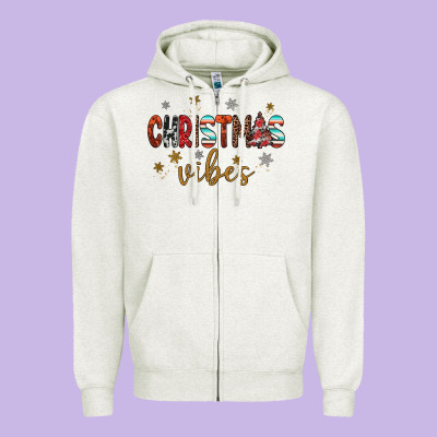 Christmas Vibes Zipper Hoodie Designed By Jahusdesignshop