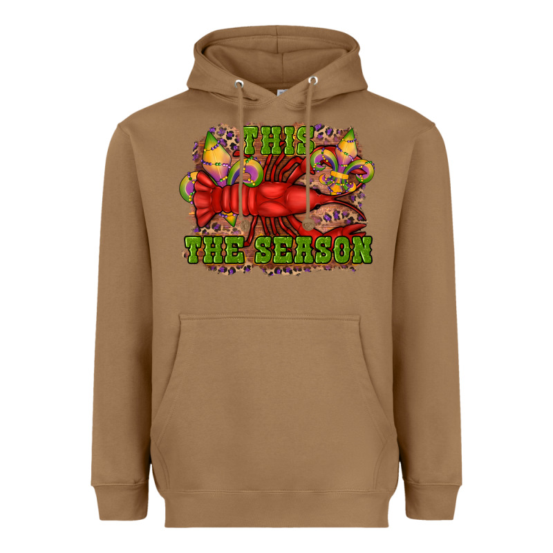 Mardi Gras This The Season Crawfish Fleur De Lis Heavyweight Hoodie by RanaPortraitStore | Teevron