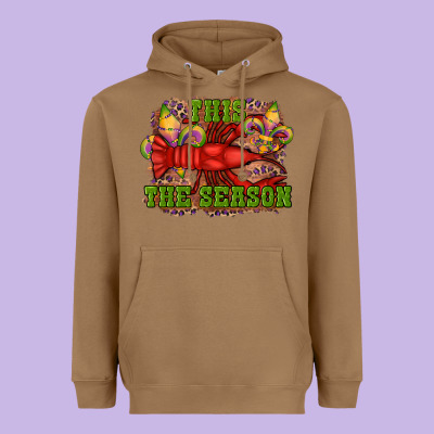 Mardi Gras This The Season Crawfish Fleur De Lis Heavyweight Hoodie Designed By Ranaportraitstore