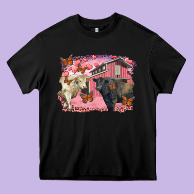 Valentine's Day Barn And Black Angus With Charolais Heavy Core Tee Designed By Ranaportraitstore