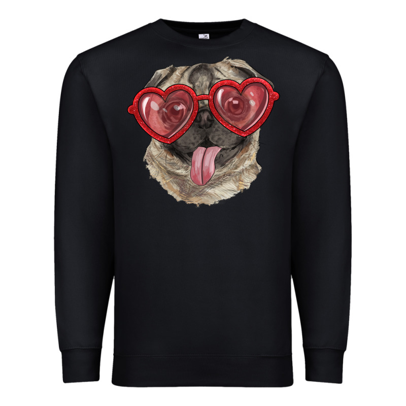 Pug With Love Glasses Premium Sweatshirt by RanaPortraitStore | Teevron