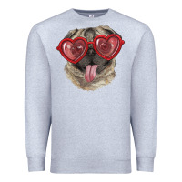 Heather Grey pug with love glasses Premium Sweatshirt - RanaPortraitStore