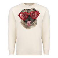 Sandshell pug with love glasses Premium Sweatshirt - RanaPortraitStore