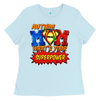 Baby Blue Autism mom what's your superpower Mother's Day Ladies Tee - FaDigitalArtStudio