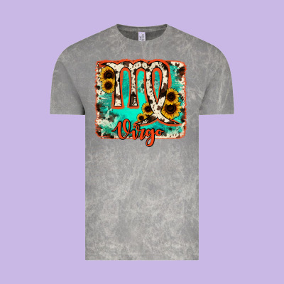 Virgo Turquoise Cowhide Vintage Tee Designed By Ranaportraitstore