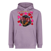 Lavender valentine's day  dachshund puppy Heavyweight Hoodie - RanaPortraitStore