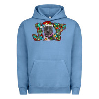 Pigment Pebble Blue Christmas Pitbull Joy Urban Hoodie - RanaPortraitStore