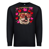 Black valentine's day  brown english bulldog Premium Sweatshirt - RanaPortraitStore