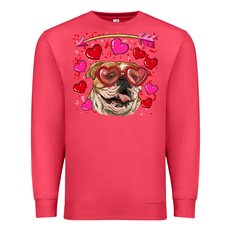 Valentine's Day  Brown English Bulldog Premium Sweatshirt by RanaPortraitStore | Teevron