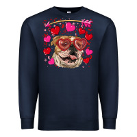 Navy valentine's day  brown english bulldog Premium Sweatshirt - RanaPortraitStore