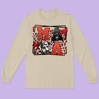 Wrestling Mama Red And Black Long Sleeve Tee Designed By Lillyallendesigns