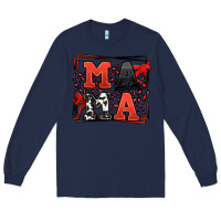 Navy Wrestling mama red and black Long Sleeve Tee - LillyAllenDesigns