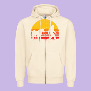 Sasquatch And Unicorn Vintage Zipper Hoodie Designed By Artisfamous