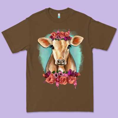 Floral Cow Premium Tee Designed By Ranaportraitstore