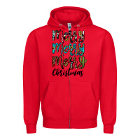 Red merry christmas Zipper Hoodie - JahusDesignShop