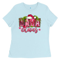 Baby Blue Pink Christmas Mama Claus Ladies Tee - FaDigitalArtStudio