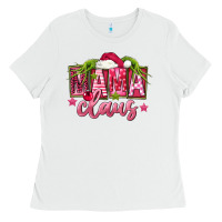 White Pink Christmas Mama Claus Ladies Tee - FaDigitalArtStudio