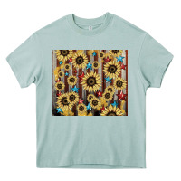 Arona America flag sunflower star tumbler Heavy Core Tee - HowdyJamesFarm
