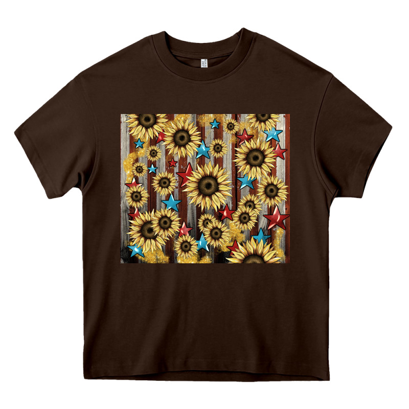 America Flag Sunflower Star Tumbler Heavy Core Tee by HowdyJamesFarm | Teevron